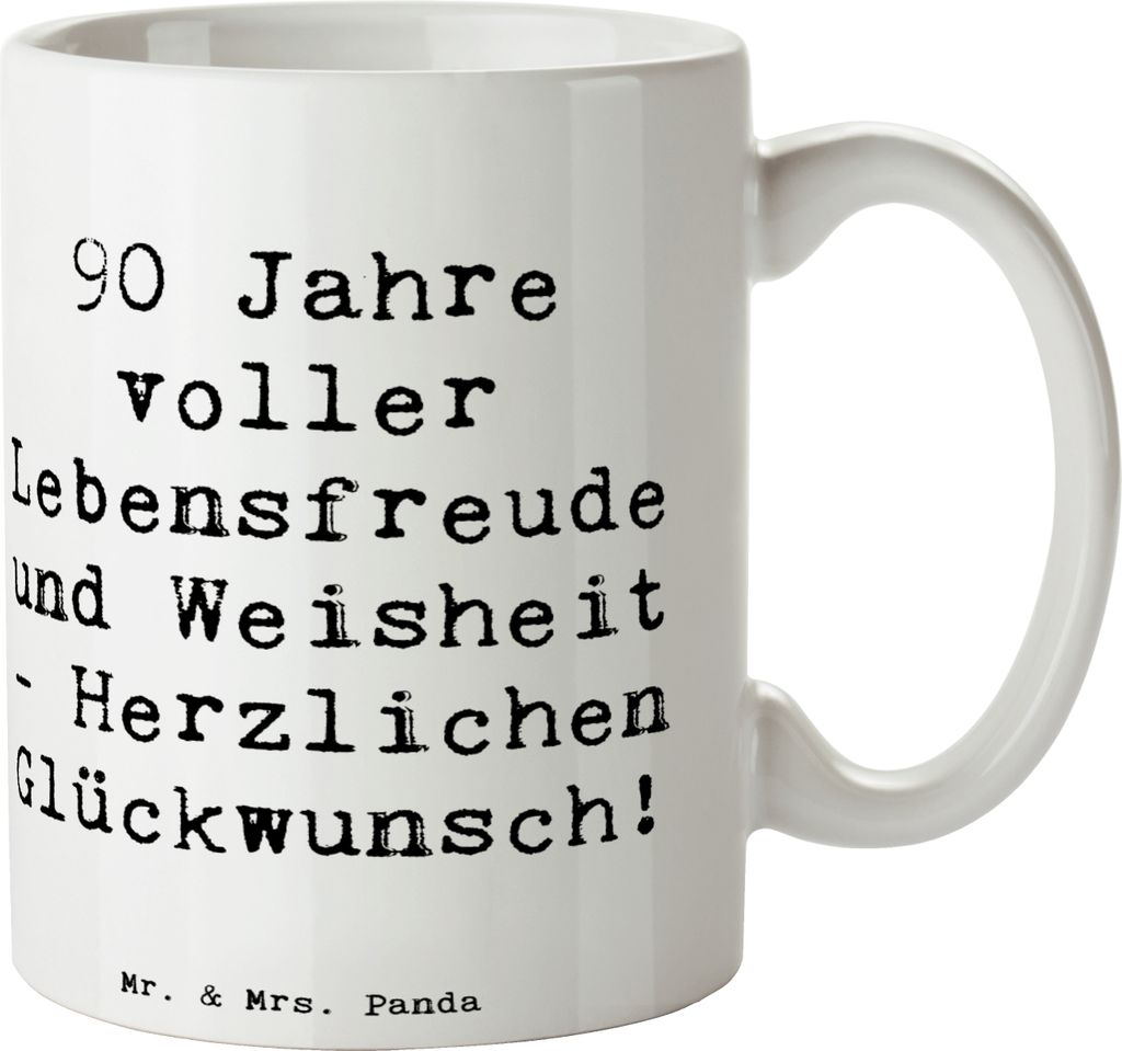 Mr. & Mrs. Panda Tasse Spruch 90. Geburtstag Lebensfreude - Produktbild 