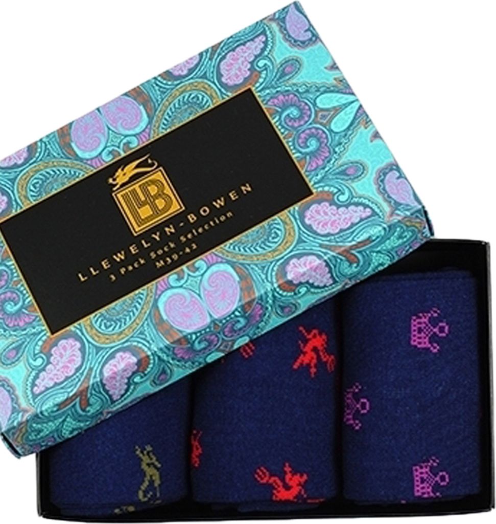 Laurence Llewelyn-Bowen - Socken für Herren (3er-Pack) GS199 (L) (Blau)