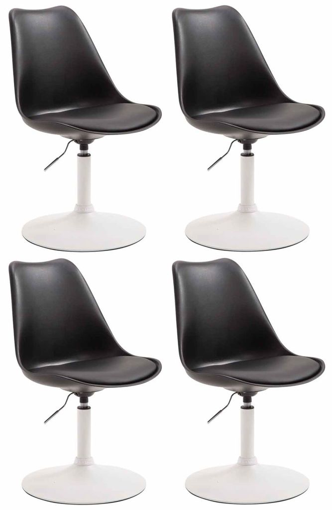 CLP 4er Set Esszimmerstühle Maverick Kunststoff drehbar und stufenlos verstellbar Farbe schwarz Gestell Farbe weiß