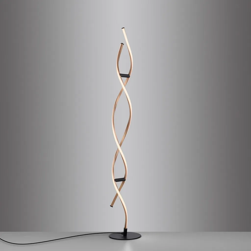 Lampadaire LED Design en Métal Bicolore Noir et Or Hauteur 134 cm