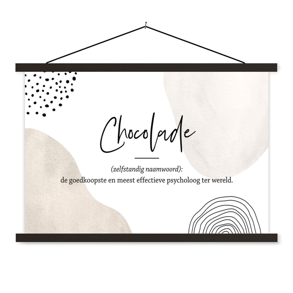MuchoWow Textilposter Sprichwörter - Schokolade - Zitate - Wörterbuch - Definition Schokolade 60x40 cm mit schwarzem Rahmen - Hölzernes