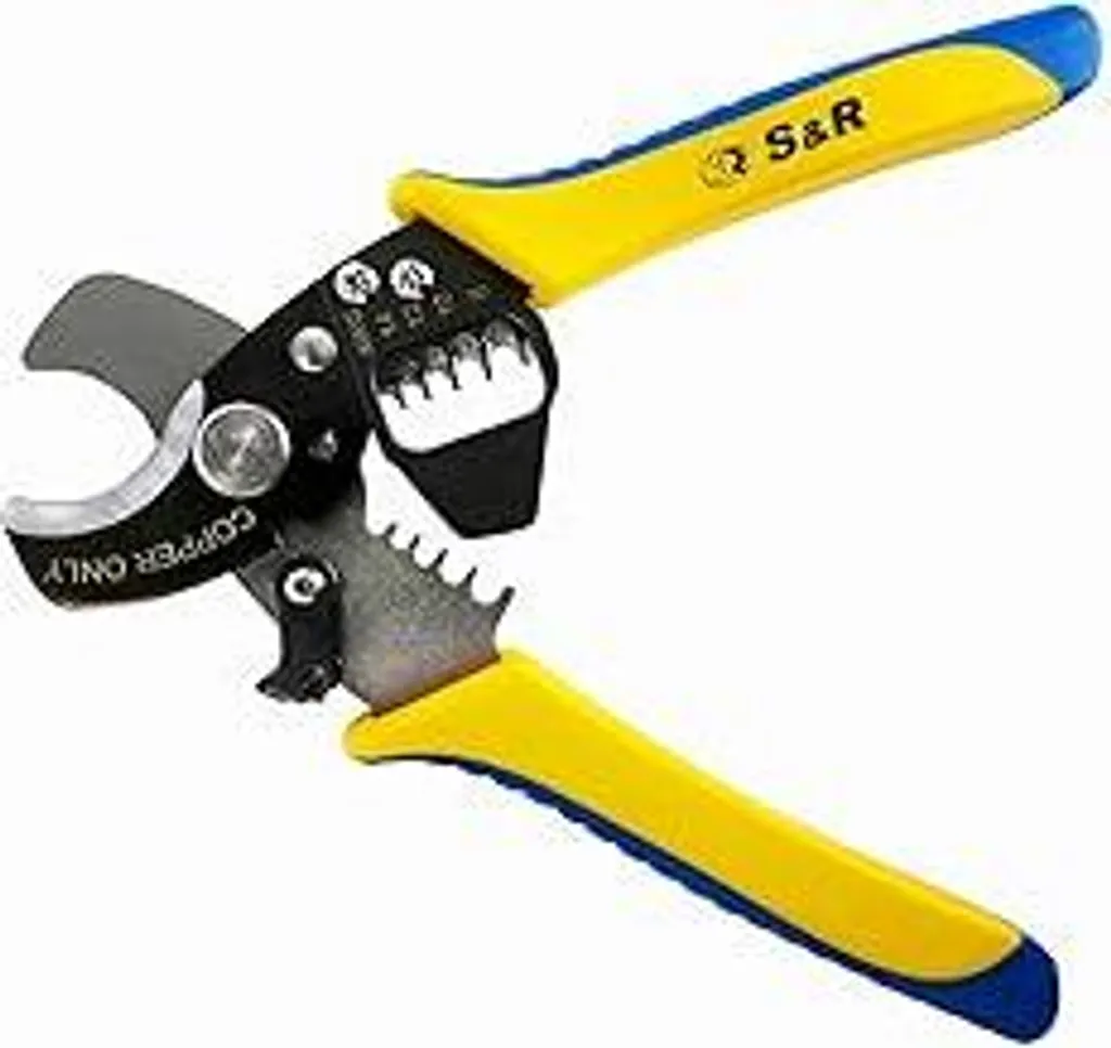 Taglierina elettrica per cavi S&R, forbici per cavi fino a 11 mm, spellacavi, spellacavi, pinze da installazione, utensile spellacavi per AWG 14, 12, 10, 8, spellacavi e pinze per cavi 170 mm