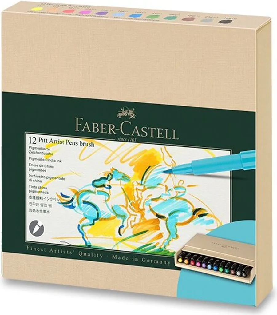 Pitt Artist Pen Faber-Castell B 12 Colori - Inchiostro China Premium
