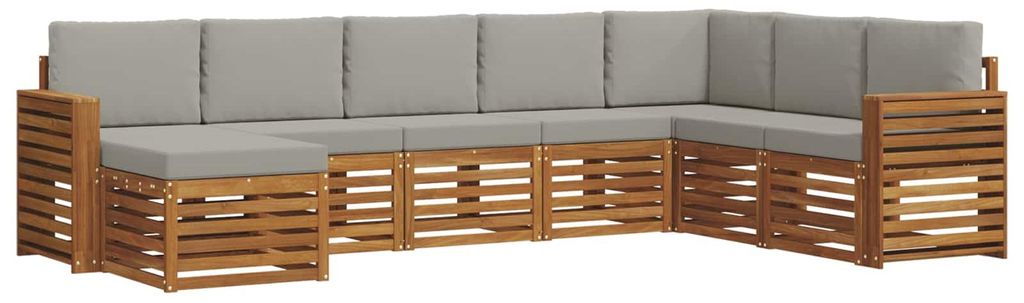 vidaXL Outdoor-Sofagarnitur mit Kissen 8 pcs Natürlich und Hellgrau