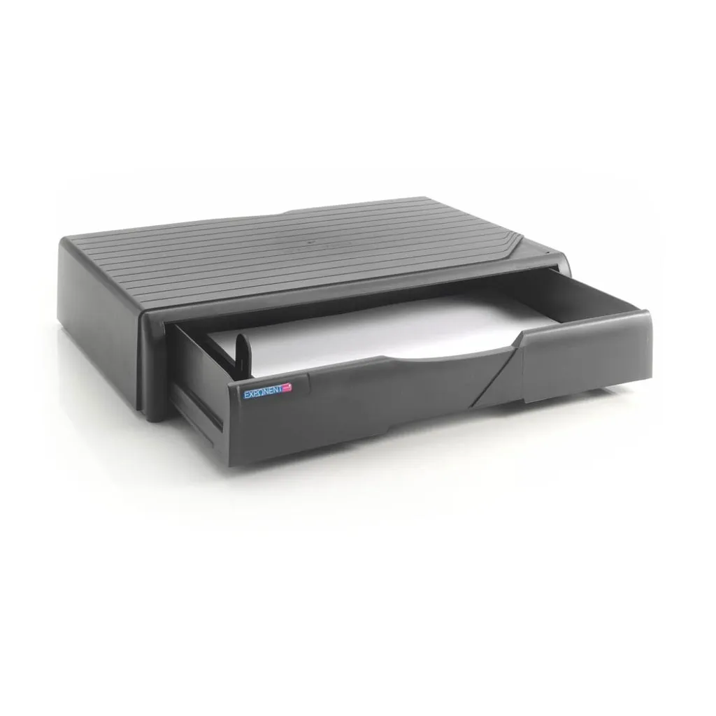Support d'écran ergonomique noir avec gestion d'espace sous tablette - 2