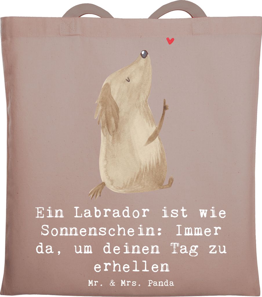 Mr. & Mrs. Panda Tote Bag Labrador Sonnenschein - Braun Pastell - Geschenk, Hunderassen, Uni Tasche, Vielfalt, Herz erwärmen, Eifer, Therapiehund,...