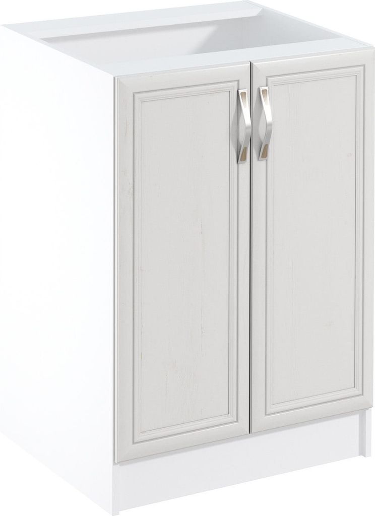 Küchenunterschrank 60 cm mit 2 Türen ohne Arbeitsplatte Küchenmöbel, Sycylia Weiß Creme D60 Weiß/Creme