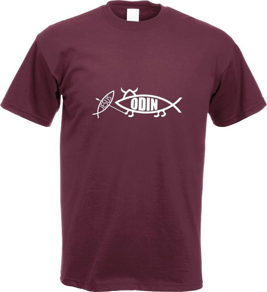 Kiwistar - T-Shirt - Burgund - Odin Fisch Motiv2 Motiv Bedruckt Funshirt Design Print - mit Motiv Bedruckt - Funshirt Design - Sport - Freizeit - H...