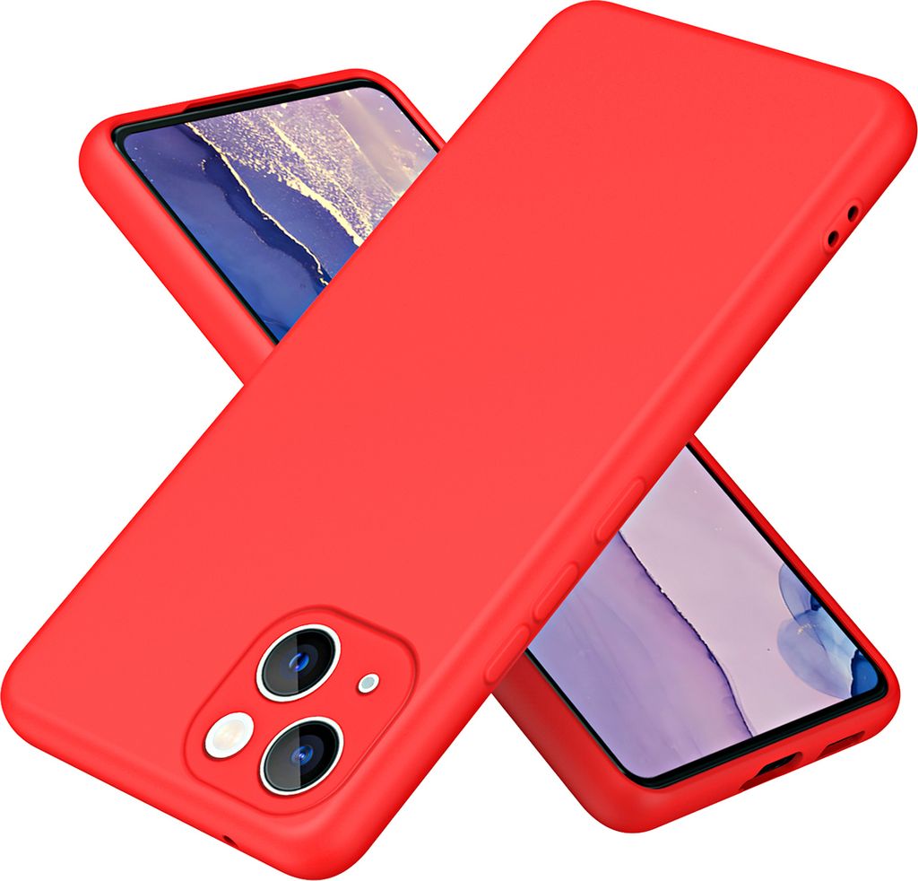 iPhone 14 Hülle, Flüssig Silikon Handyhülle Stoßfest Kratzfest Schutzhülle für iPhone 14 Rot