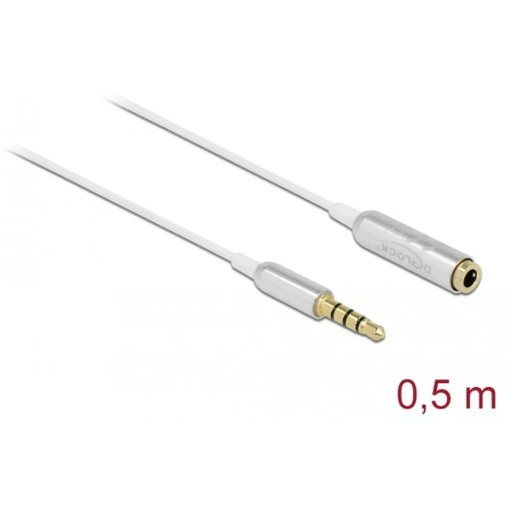 DELOCK Audio Verl. Kabel Klinke 3,55mm 4 P St/Bu 0,5m weiß