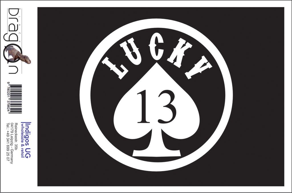 Aufkleber / Autoaufkleber - JDM / Die cut / Auto / OEM - Lucky 13 - 110x110 mm gold - Heckscheibe / Heckscheibenaufkleber