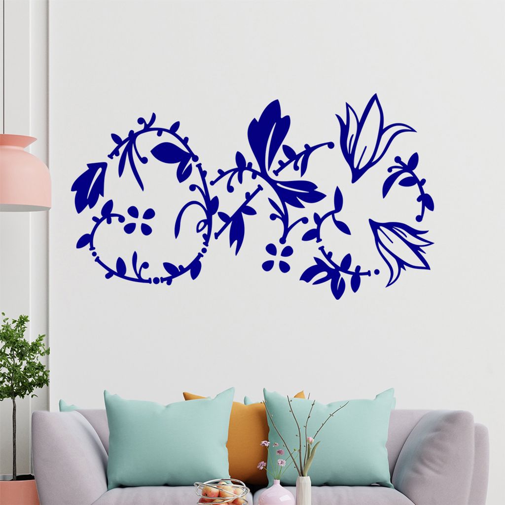 Blumenranke - Linien Wandtattoo in 6 Größen - Wandaufkleber Wall Sticker - Dekoration, Küche, Wohnzimmer, Schlafzimmer, Badezimmer