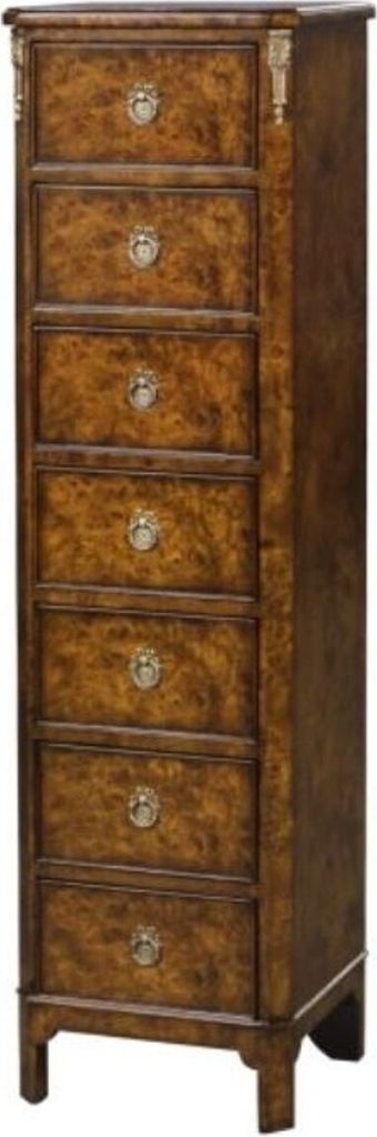 Casa Padrino Luxus Jugendstil Kommode mit 7 Schubladen Braun 35 x 30 x H. 127 cm - Luxus Qualität