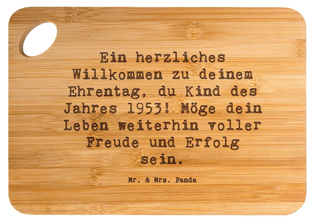 Mr. & Mrs. Panda Schneidebrett Spruch 1953 Geburtstag - Produktbild 