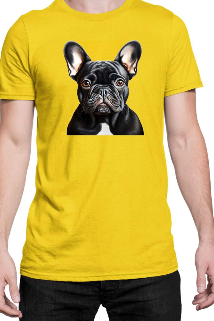 Herren T-Shirt Dogs Breeds French Bulldog Dog Breed 006, Man 3XL / Gelb