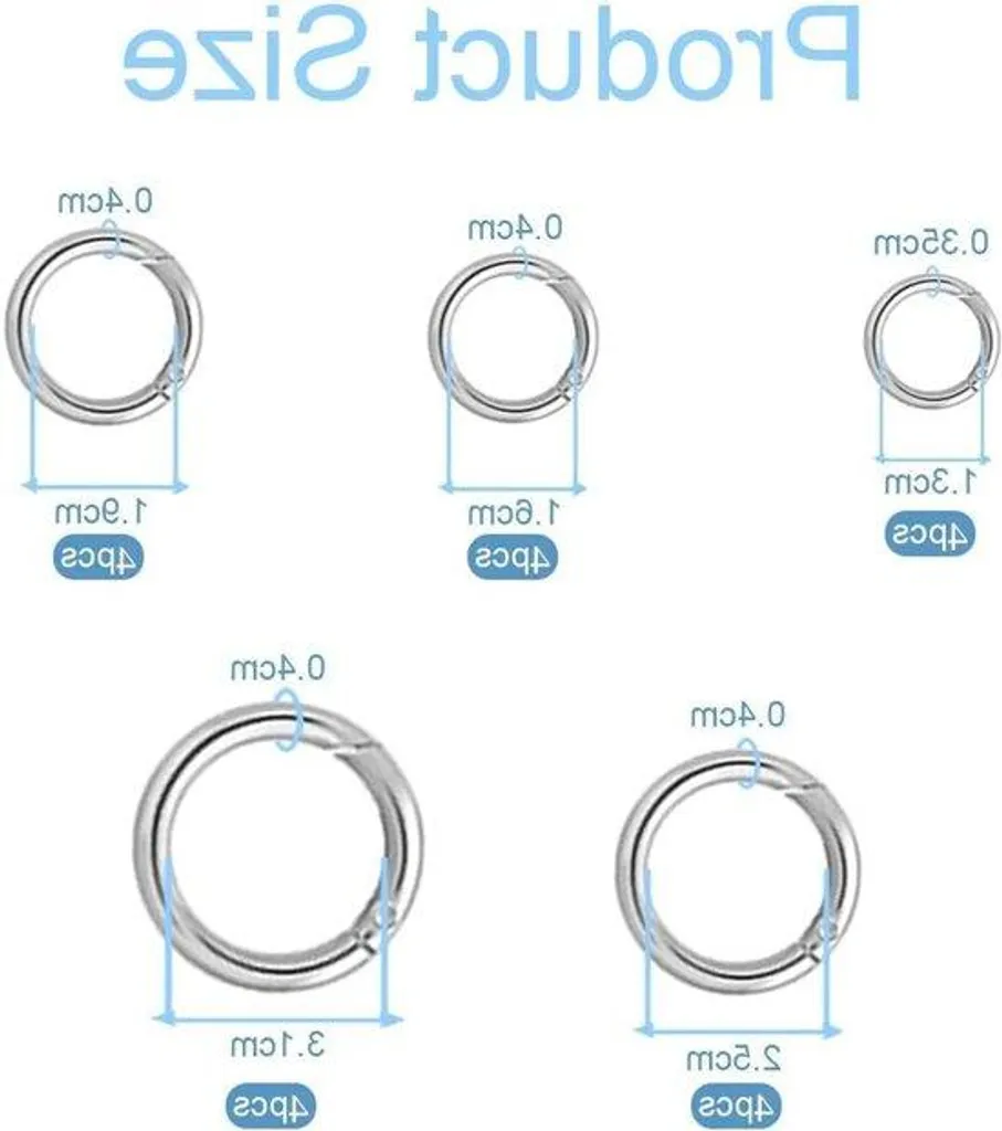 Anneaux ressort argentés en inox - Fermoirs circulaires pour bijoux
