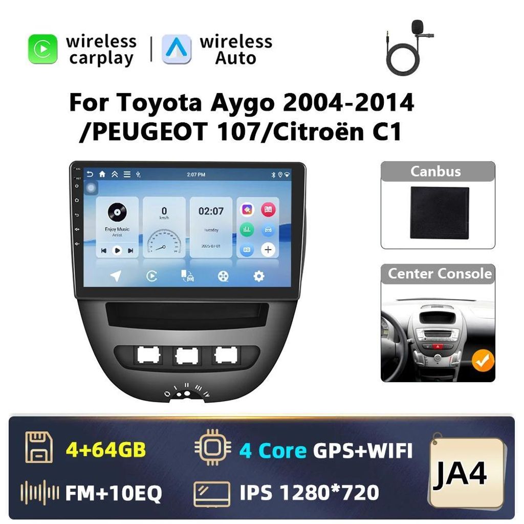 Android Autoradio - Doppel-DIN - Touchscreen 25,4 cm - RAM 6 GB ROM 128 GB - CarPlay & Android Auto - GPS - Lenkradsteuerung - Schwarz