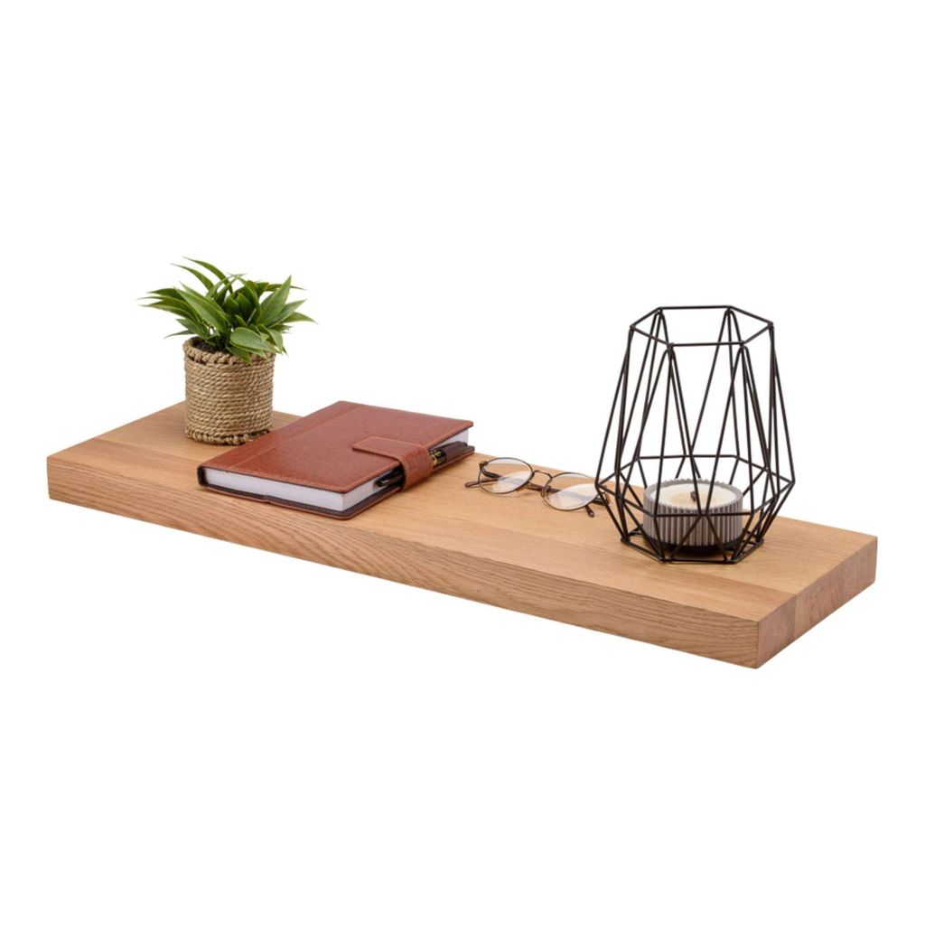 Wandregal Eiche massiv 70x22x4 cm mit gerade Kante – Produktbild 