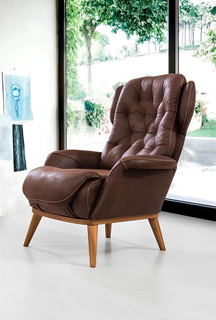 Landhaus Stil Sessel Relax Fernseher Einsitzer Sofa Couch Ohrensessel