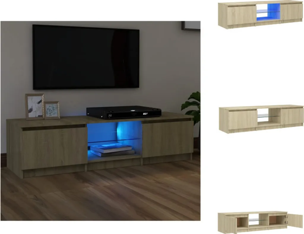 Porta TV LED RGB 140x40cm Rovere Sonoma vidaXL - Design Contemporaneo