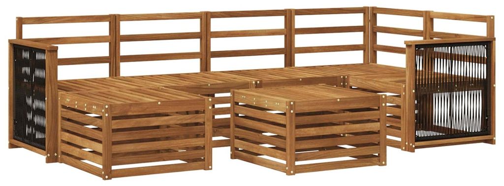 “2026 Modern“ Natur Ecksofa Set 6 pcs Natur Massivholz Akazie - Designermöbel 85637 - Gartensofas