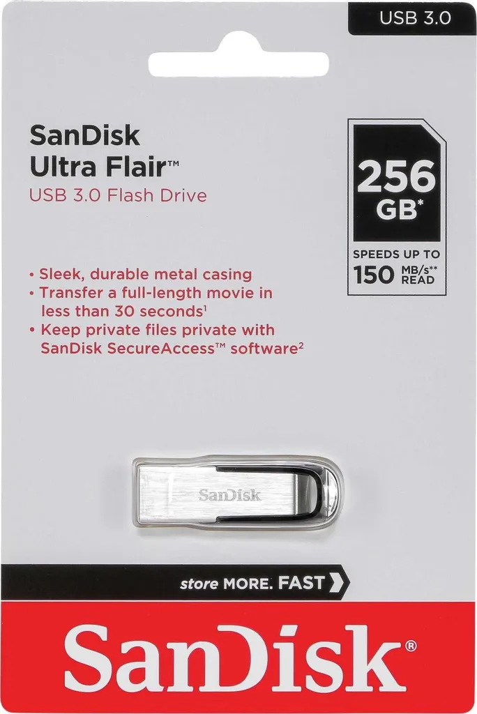 SanDisk Ultra Flair 256GB USB 3.0: Velocità 150MB/s e Metallo Robusto - 1