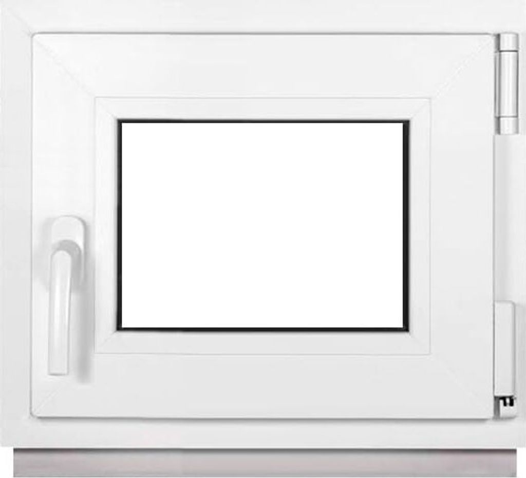 A white PVC window frame with a clear glass pane, shown from the front.
