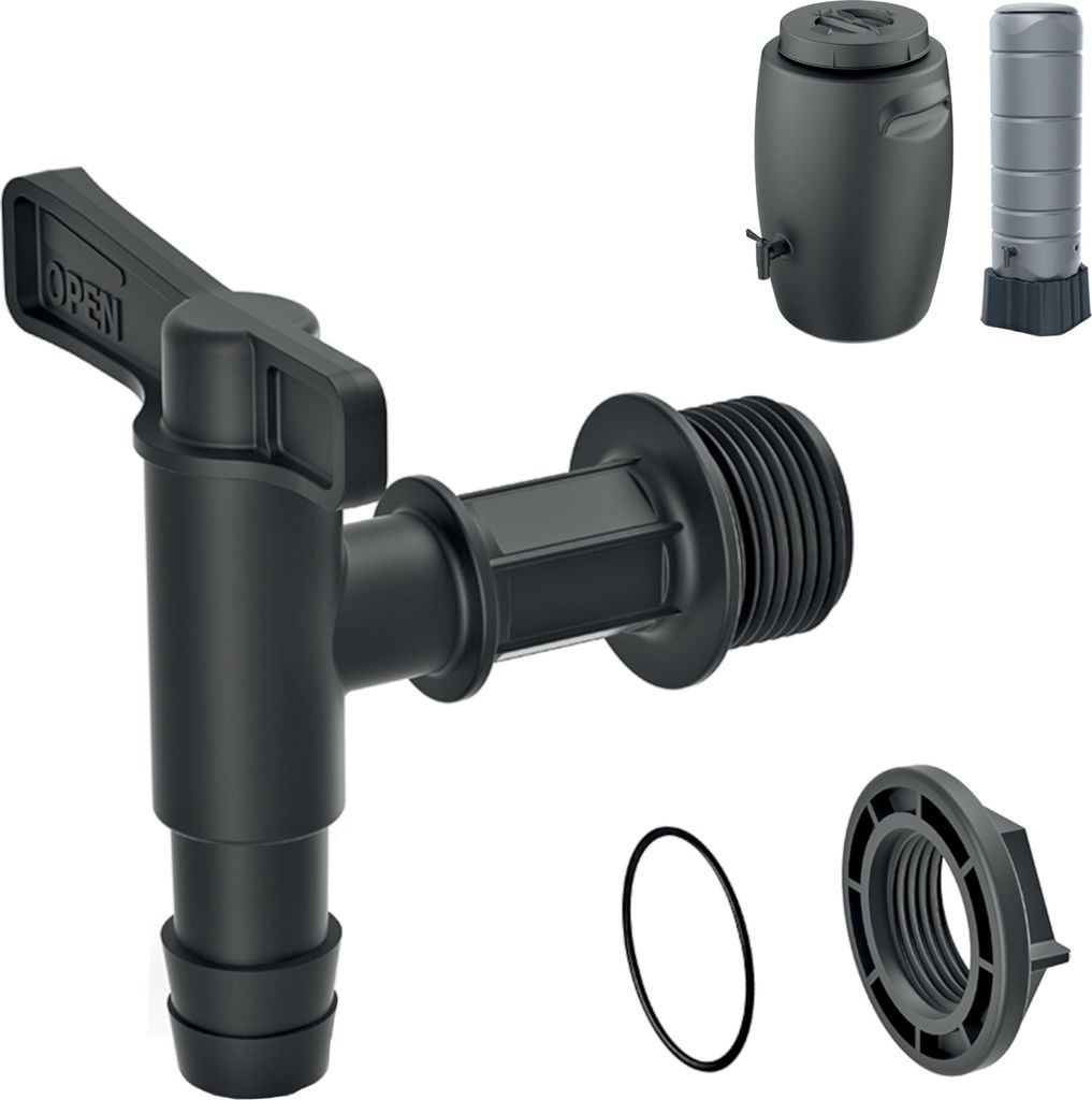 Wasserhahn Wasserauslaufventil Gartenhahn 3/4" Zoll, Wasserhahn für Regentonne, Regenwassertank, Wasserfass, Düngertank, Durchlaufwasserfässer