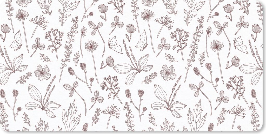 MuchoWow Schreibtischunterlage Pflanzen - Muster - Blumen 80x40 cm - XXL Mauspad - Gaming Mauspad