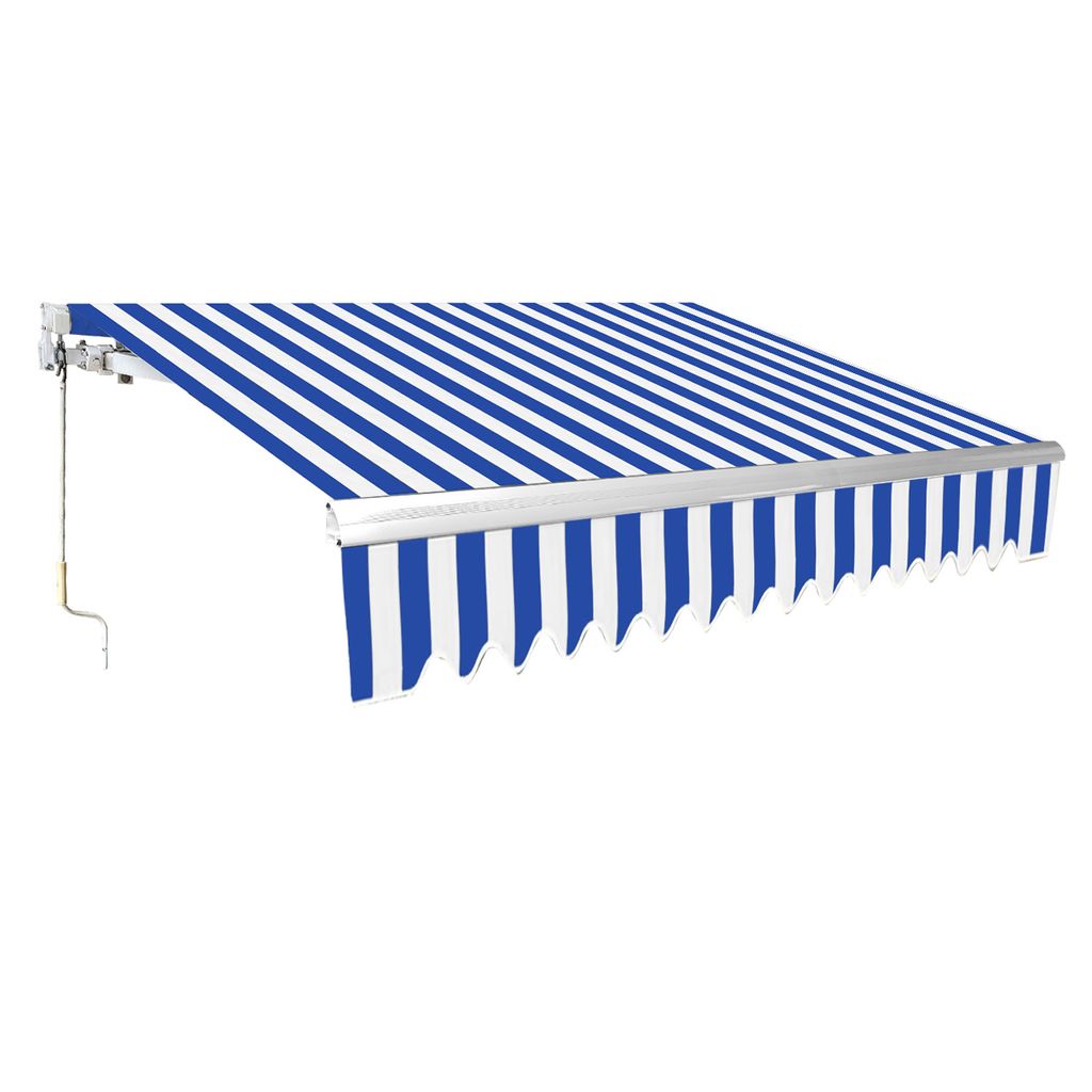 TolleTour Gelenkarmmarkise 350x300cm Blau-Weiß gestreift Sonnenmarkise Terrassenmarkise für Wandmontage, Balkonmarkise mit Handkurbel Sonnenschut...