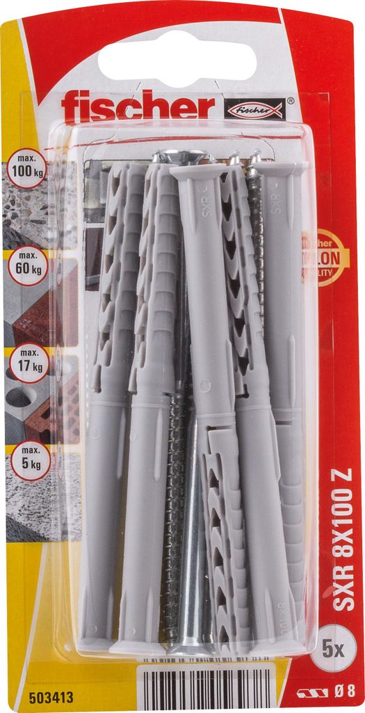 fischer Langschaftdübel SXR 8 x 100 Z Senkkopfschraube (PZ)