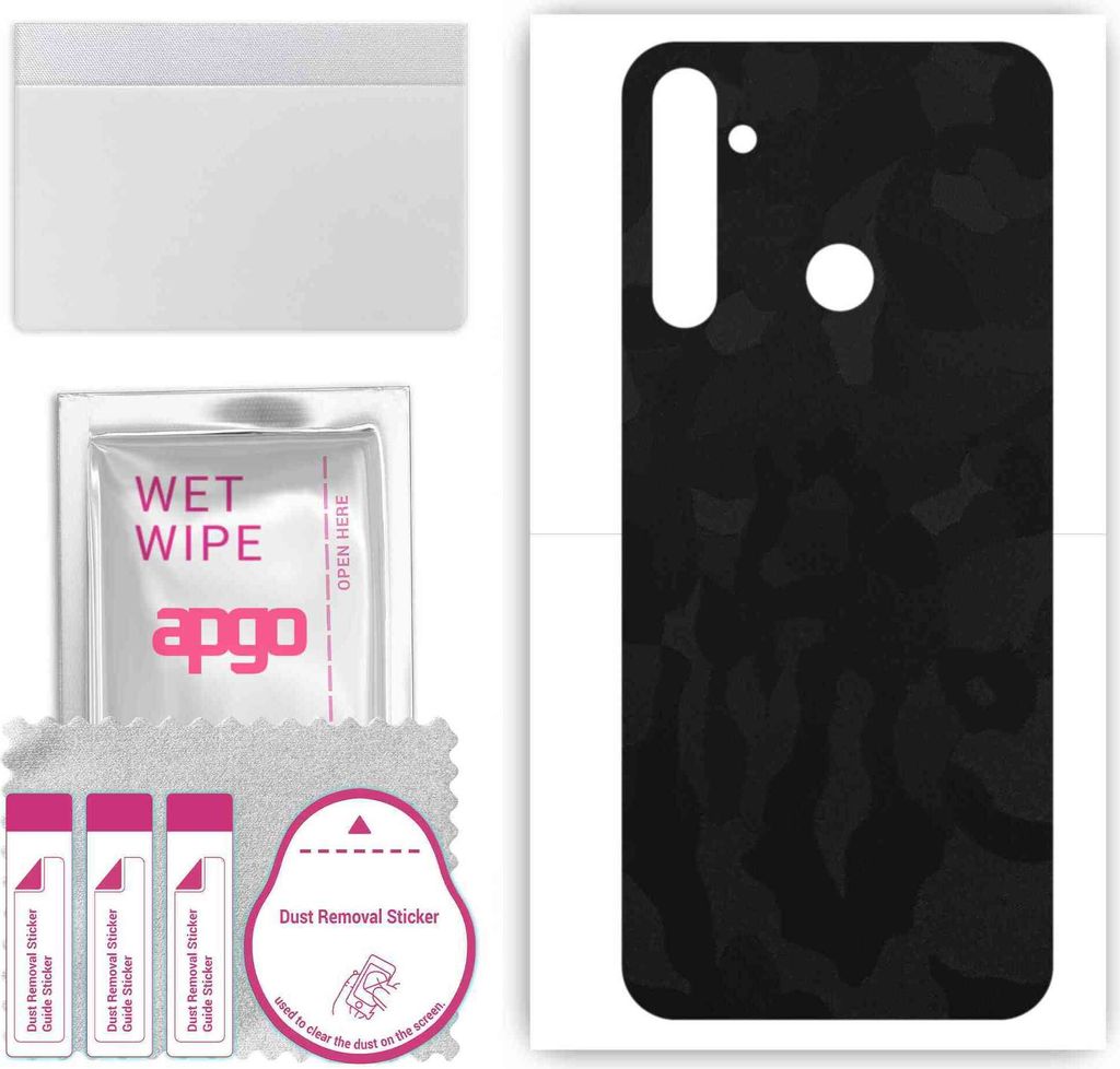 apgo Rückseite Schutzfolie, Skin, kompatibel mit Realme Narzo 10, Hinten Displayschutzfolie aus Vinylfolie, kratzfest, einfache Montage - Schwarze...