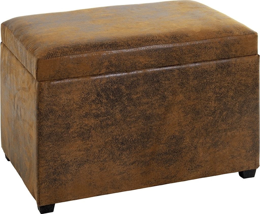 Sitztruhe >52824< in vintage-braun, MDF, Textilgewebe - 58x42x39cm (BxHxT)