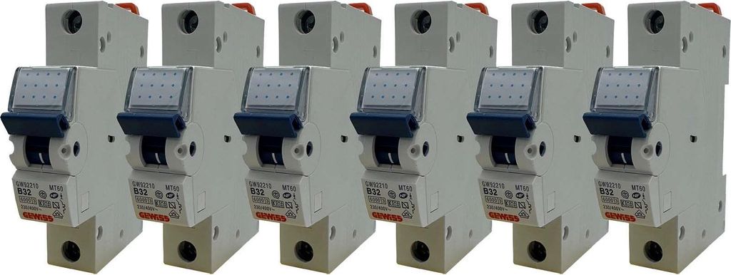 Gewiss 1-24 Stück Leitungsschutzschalter MT 60 | 1-polig B 32A | 230-400?V | GW92210 | Baureihe 90 MCB | 6kA/10kA Schaltvermögen | nach IEC/EN 60...