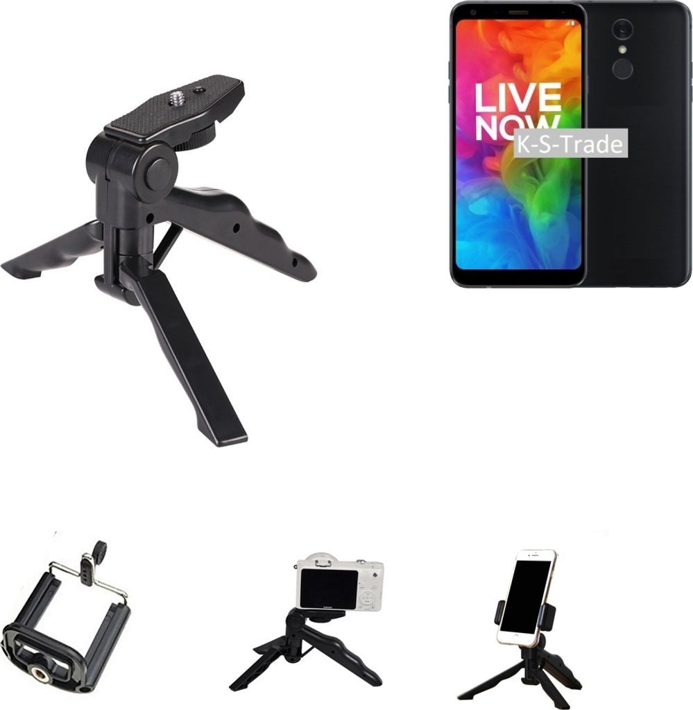 K-S-Trade Stativ Tisch-Ständer Dreibein Handy-Stativ Ständer kompatibel mit LG Electronics Q7 Mini-Stativ Smartphone Tripod Handy-Stativ aus Plastik