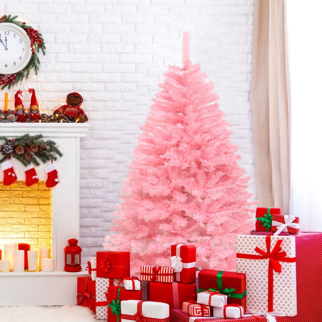 1.8m/6ft rosa künstlicher Weihnachtskiefernbaum saisonale Feiertag Karneval Dekoration für Party, mit mehreren Zweigspitzen und klappbarem Ständer