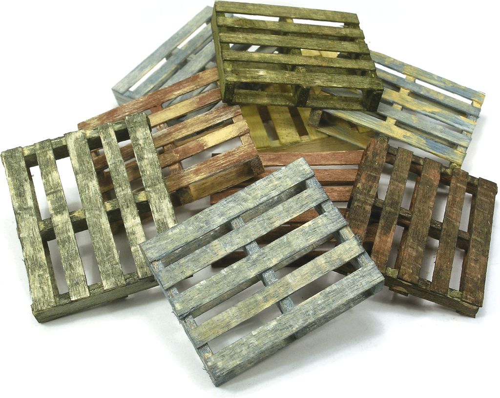 Four real balsa wood pallets, with accurate cut and ready to use and paint, ideal for scene setting at scale 1/35. Accessories supplied unpainted S...