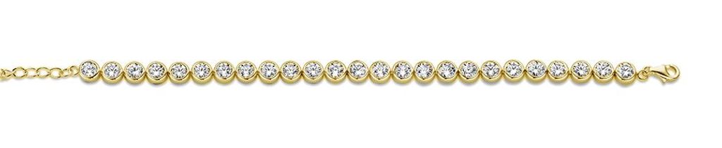 CO88 Collection Armband für Damen – Tennisarmband – Ø 4 mm runde Zirkonia-Steine – 16+3 cm – Stahl – Goldfarben – 8CB-90786