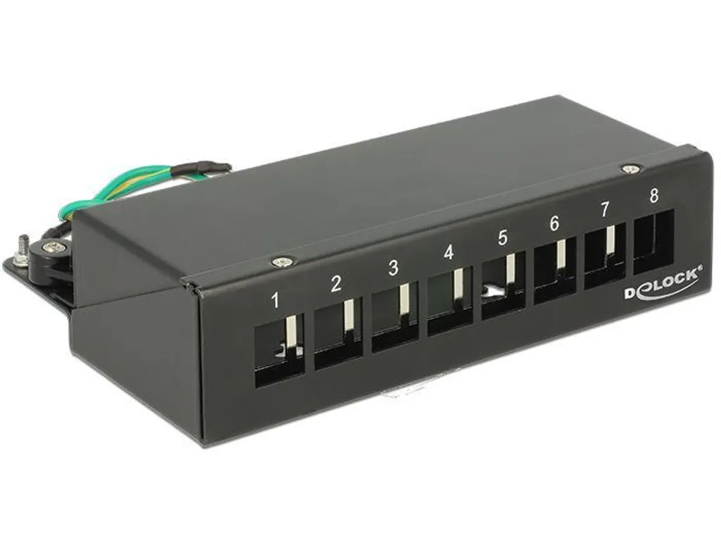 Patch Panel Keystone 8 Porte Delock Nero Metallo | Alta Densità