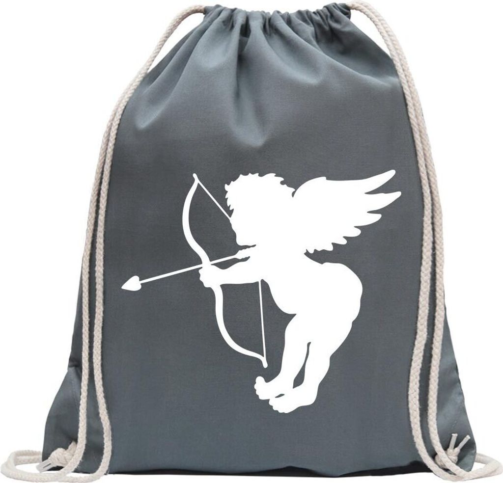 Kiwistar - Turnbeutel - stahlgrau - Engel - Liebesengel - Amor - Fun Rucksack Sport Beutel Gymsack Baumwolle mit Ziehgurt