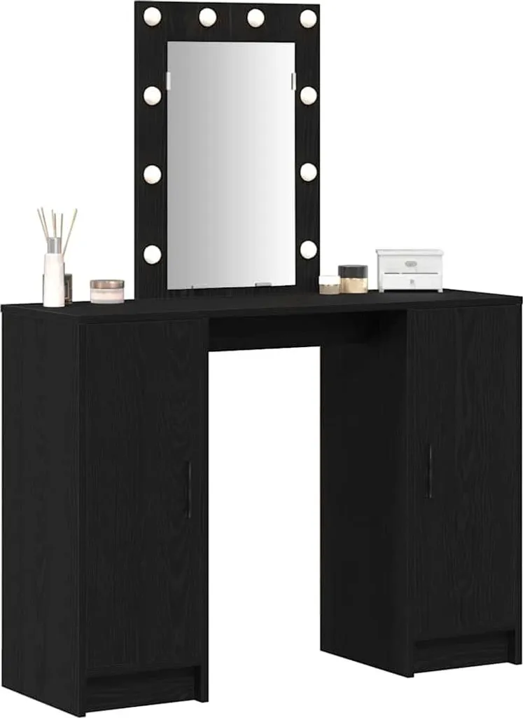 vidaXL Tavolo Trucco in Legno Multistrato Nero 102cm | Mobile Toilette