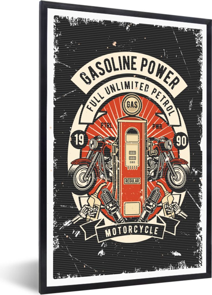 MuchoWow MuchoWow Gerahmtes Poster Mancave - Motor - Pumpe - Vintage 20x30 cm - Poster mit zchwarzem Bilderrahmen - Drucken - Bilder Poster im ...