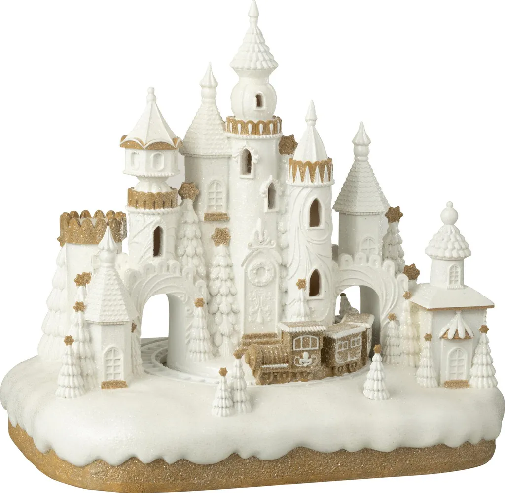 Décoration de Noël durable : Château pain d'épices et train J-Line Chic