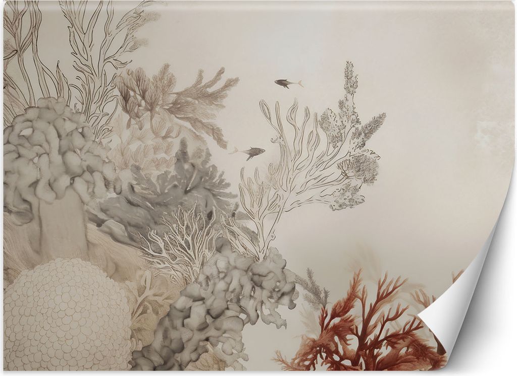 Vlies fototapete Meeresfische und -pflanzen 150x105 cm Feeby Beige inkl. Kleber einfache Montage