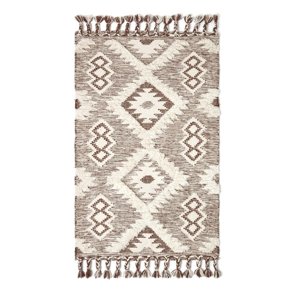 Tapis Kilim Robuste en Laine Marron : Solution Déco Durable 120x170