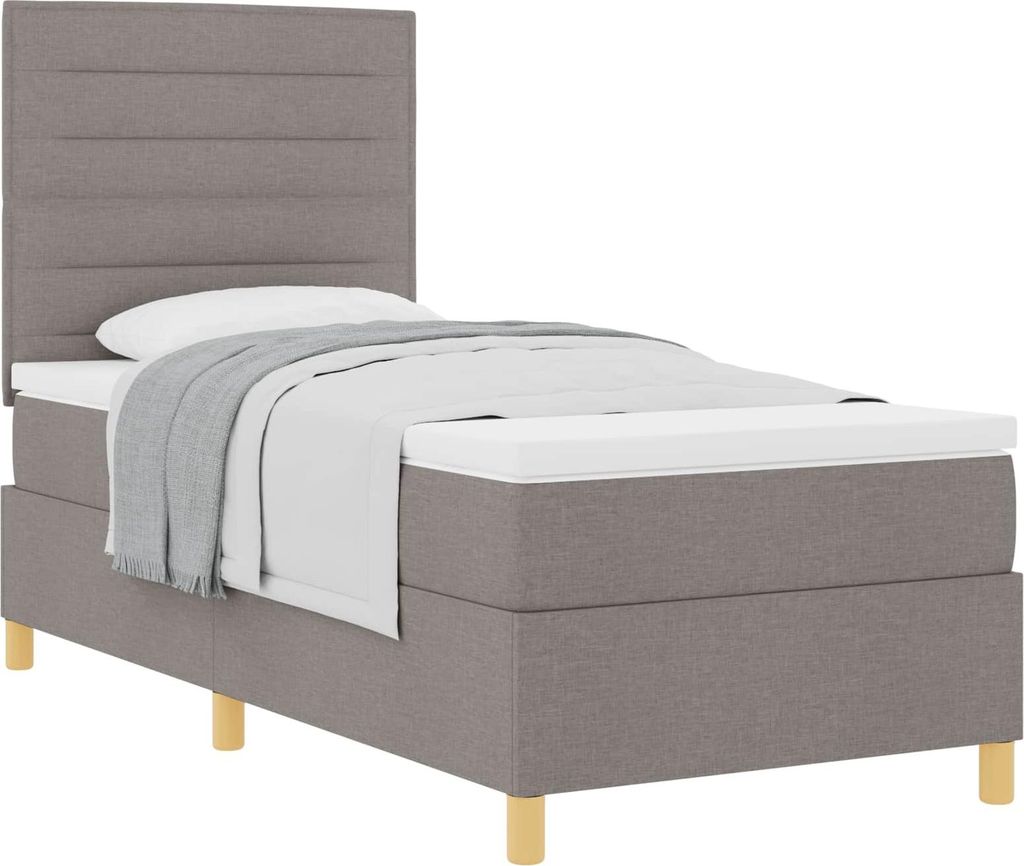 Boxspringbett mit Matratze mit Kopfteil Taupe 90 x 190 cm Stoff
