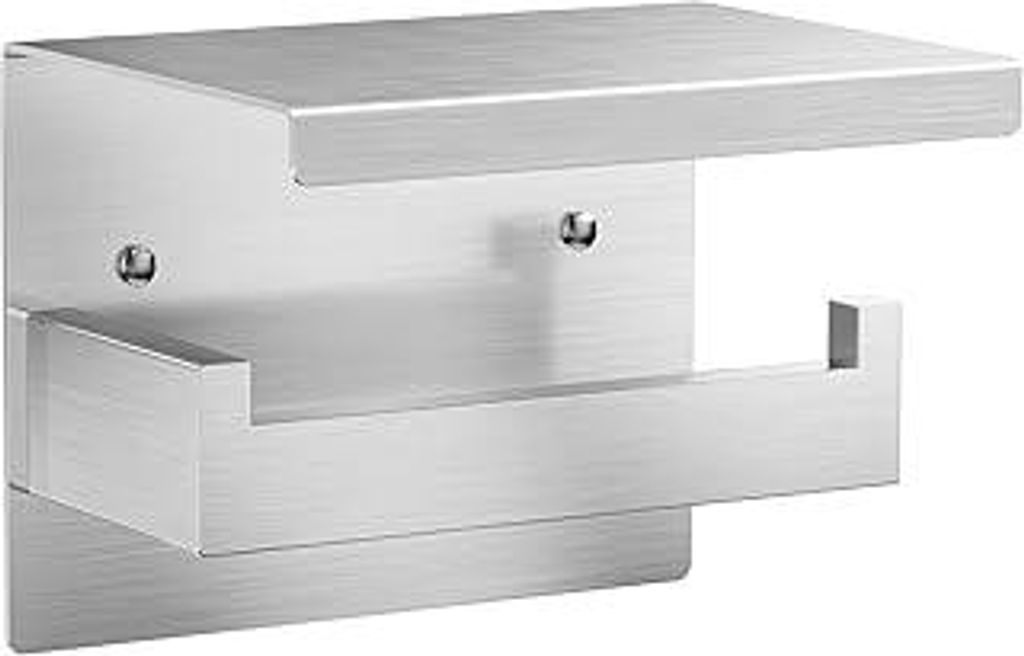 Auxmir Toilettenpapierhalter ohne Bohren, Selbstklebend Klopapierhalter mit 2 Montagemethoden, Edelstahl Klorollenhalter mit Ablage, WC Papier Halt...