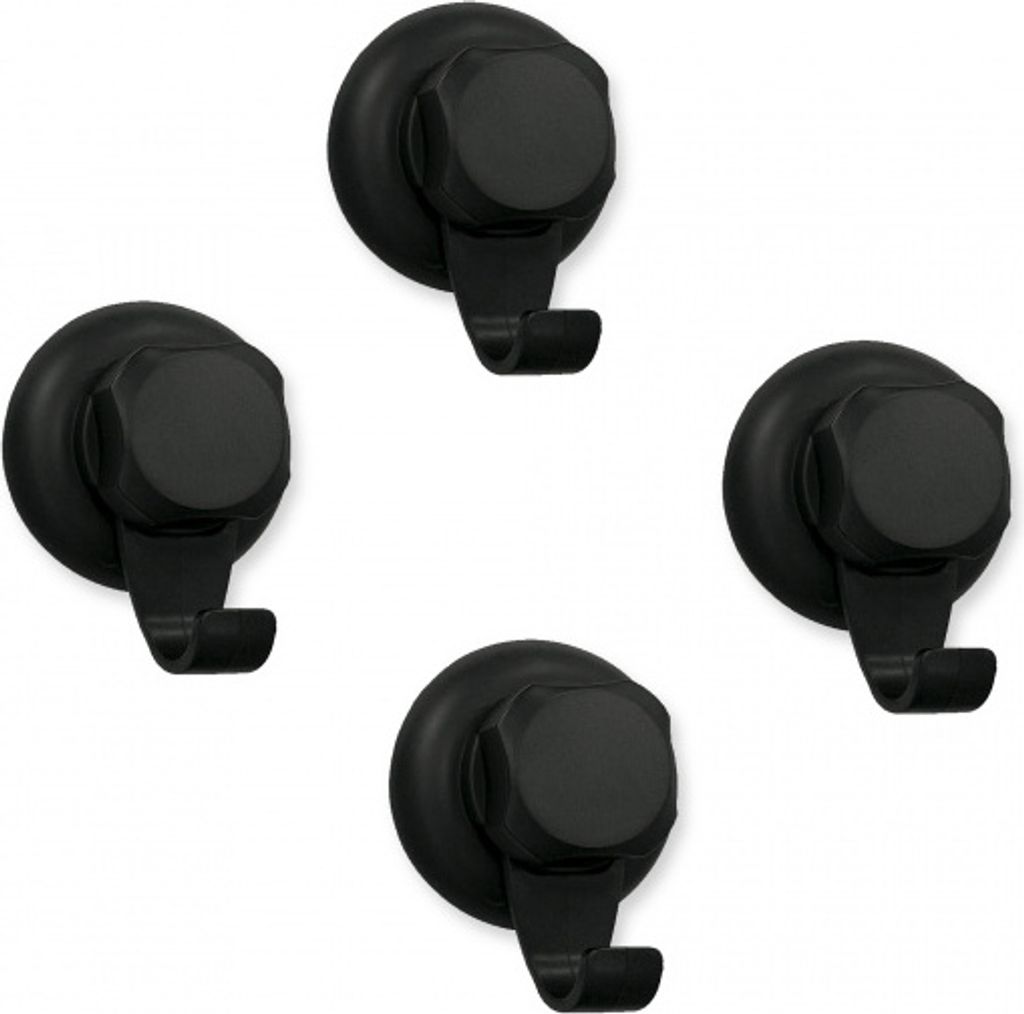Saughaken Wandhaken – 4er Set – Edelstahl – 8 cm – schwarz