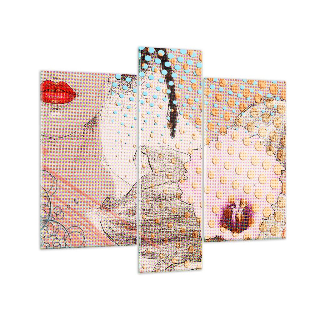 Bilder auf glas - Blume Dame Kleid Eleganz - 95x80cm - Glasbilder - Wandbilder - Kunstdruck - zum Aufhängen bereit - Wanddekoration aus Glas - Gla...