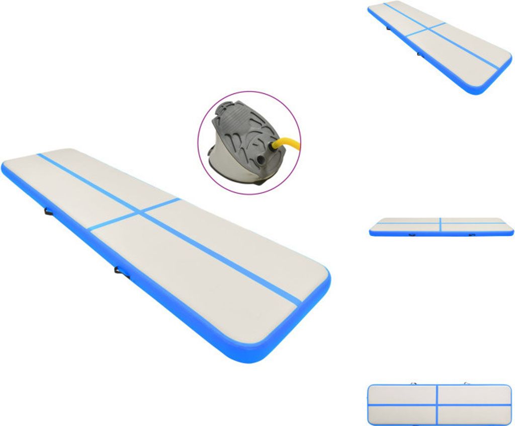 vidaXL Aufblasbare Gymnastikmatte mit Pumpe 600x100x15 cm PVC Blau - Yoga- & Pilatesmatten
